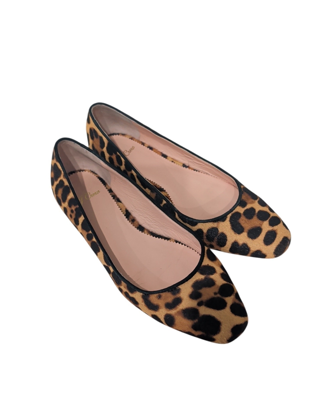 J.Crew Womens 8 Leopard Calf Hair Ballet Flats Animal Print Leather Shoes
